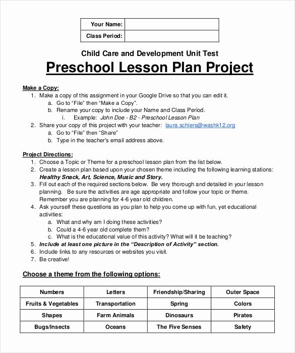 Preschool Lesson Plan Examples Luxury 21 Preschool Lesson Plan Templates Doc Pdf Excel
