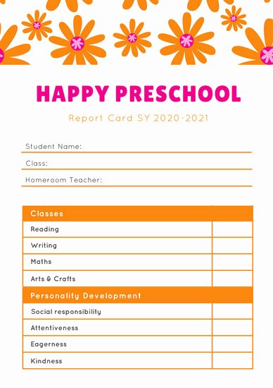 Preschool Report Card Template Best Of Customize 81 Preschool Report Card Templates Online Canva