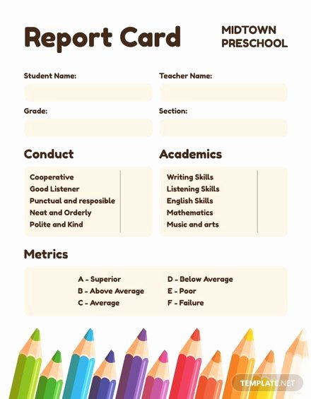 Preschool Report Card Template Best Of Free Preschool Report Card Template