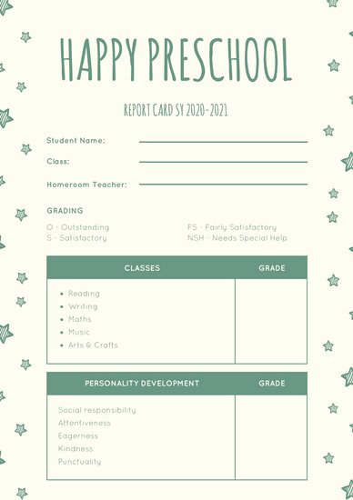 Preschool Report Card Template Luxury Customize 81 Preschool Report Card Templates Online Canva
