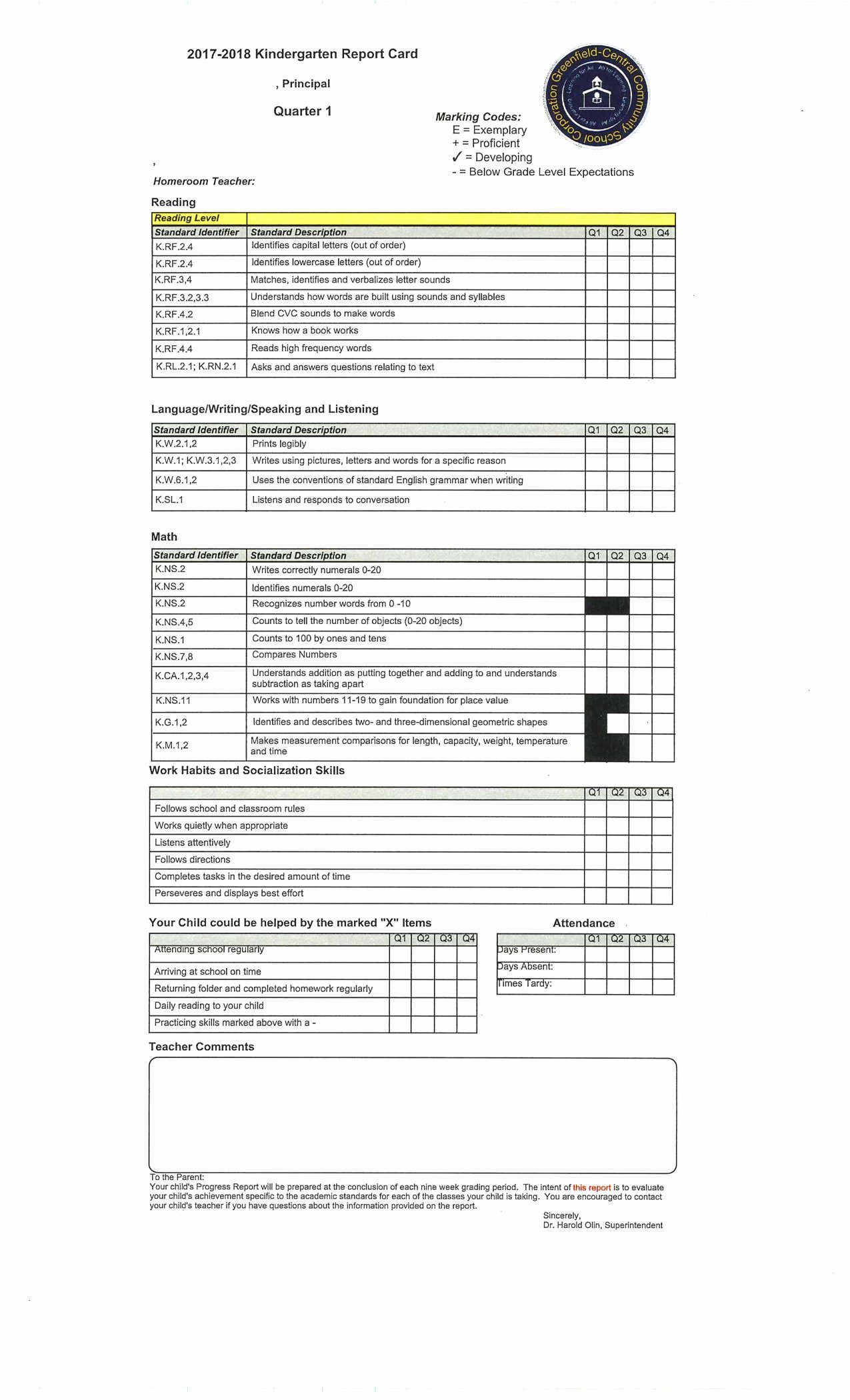 Preschool Report Card Template Luxury New Report Card Changes for 2017 2018 – J B Stephens