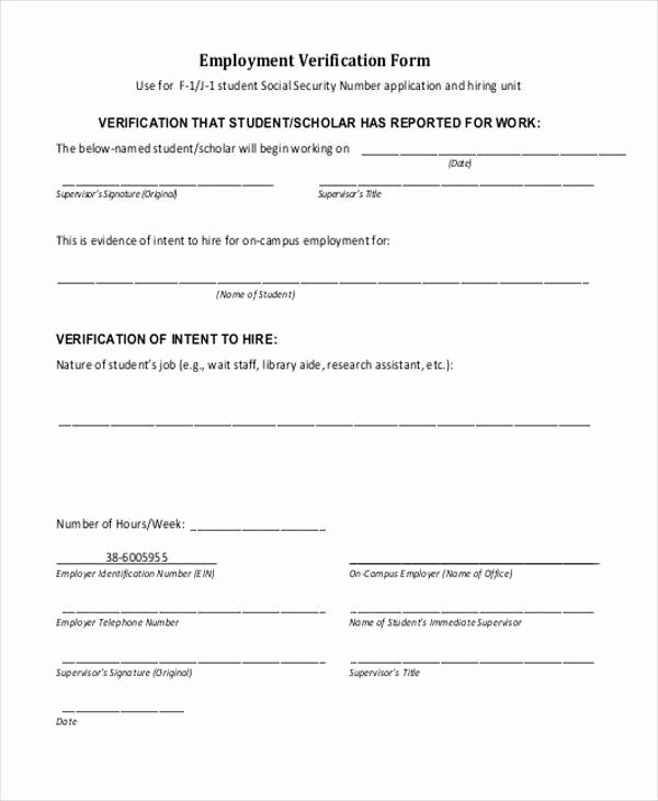 Previous Employment Verification form Template New Employment Verification form