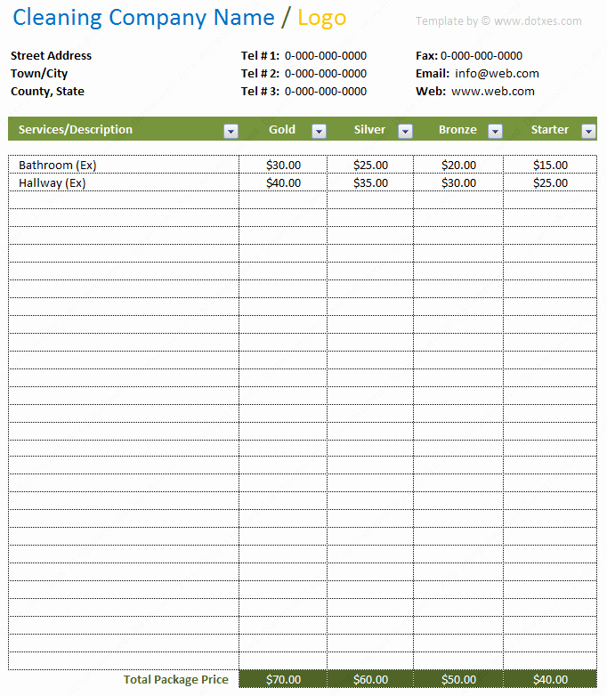 Price Tag Template Word Best Of Cleaning Price List Template In Excel Dotxes