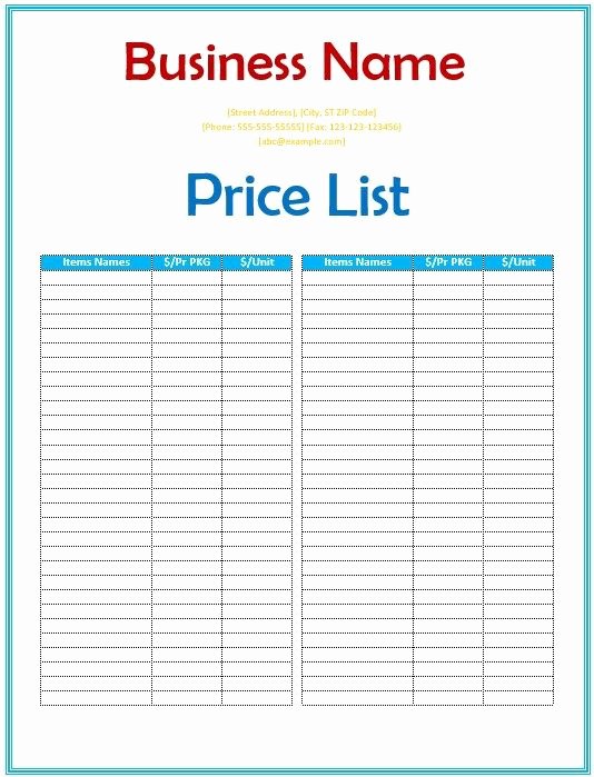 Price Tag Template Word New Price List Templates