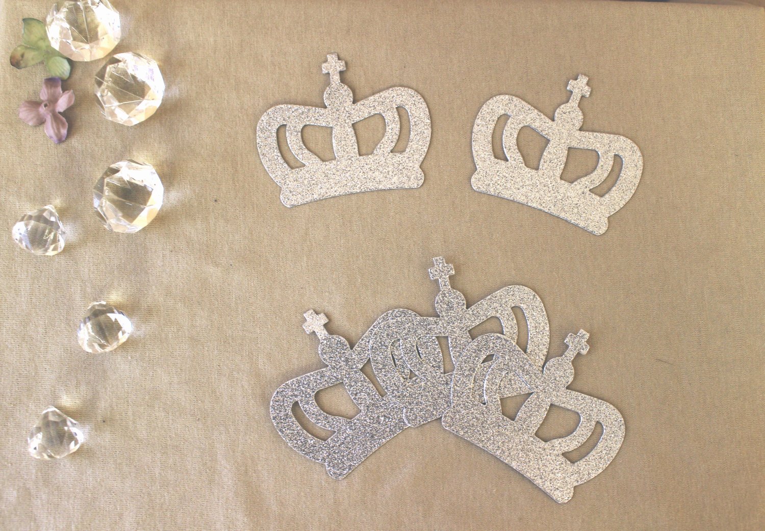 Prince Crown Cut Out Elegant Crown Glitter Cut Out Princess Prince Silver or Gold