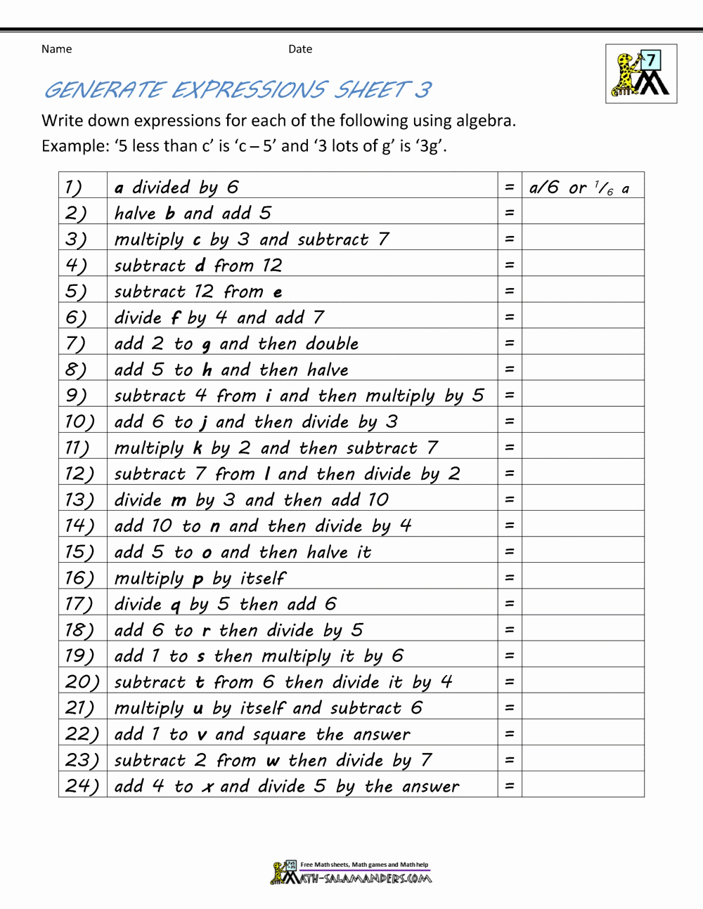 Print Out Algebra Worksheets Beautiful Basic Algebra Worksheets