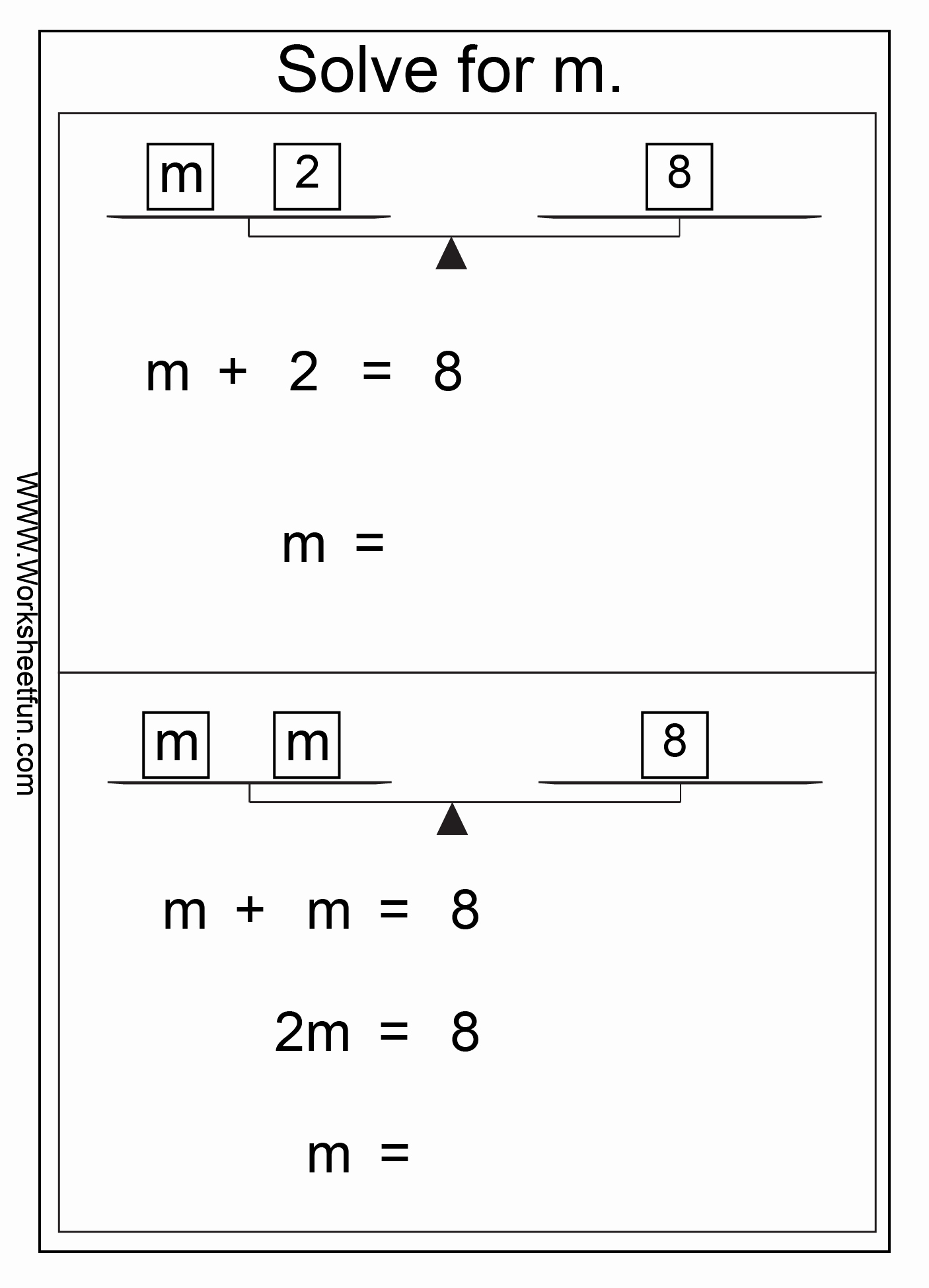 Print Out Algebra Worksheets Inspirational Algebra – solve for M – solve the Equation – 6 Worksheets
