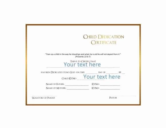Printable Baby Dedication Certificate Lovely 50 Free Baby Dedication Certificate Templates Printable