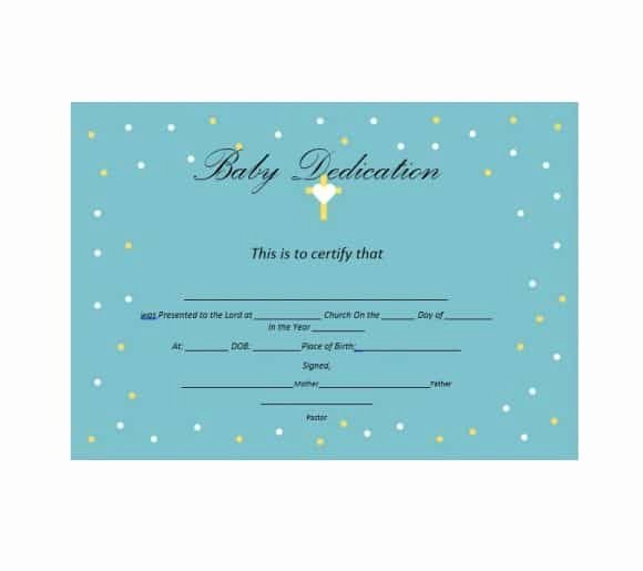 Printable Baby Dedication Certificate New 50 Free Baby Dedication Certificate Templates Printable