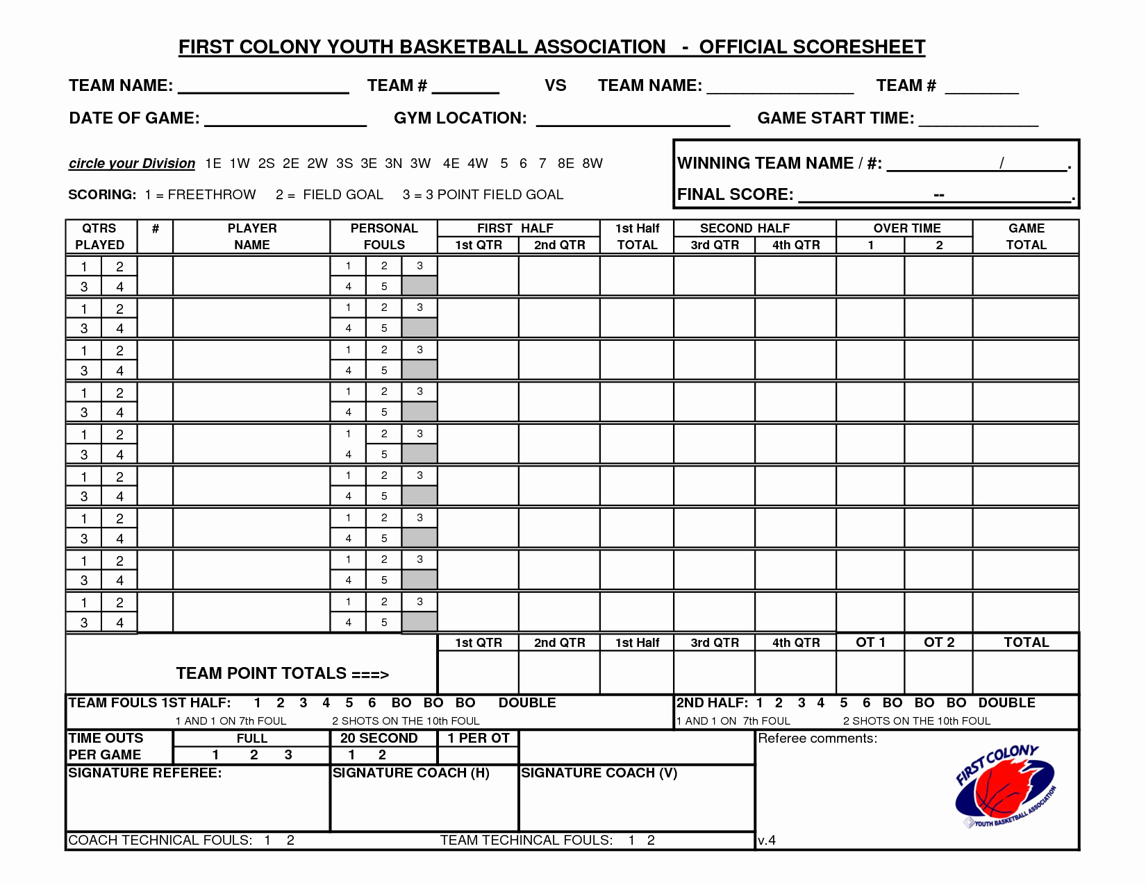 Printable Basketball Score Sheet Inspirational Youth Basketball Score Sheet Pdf