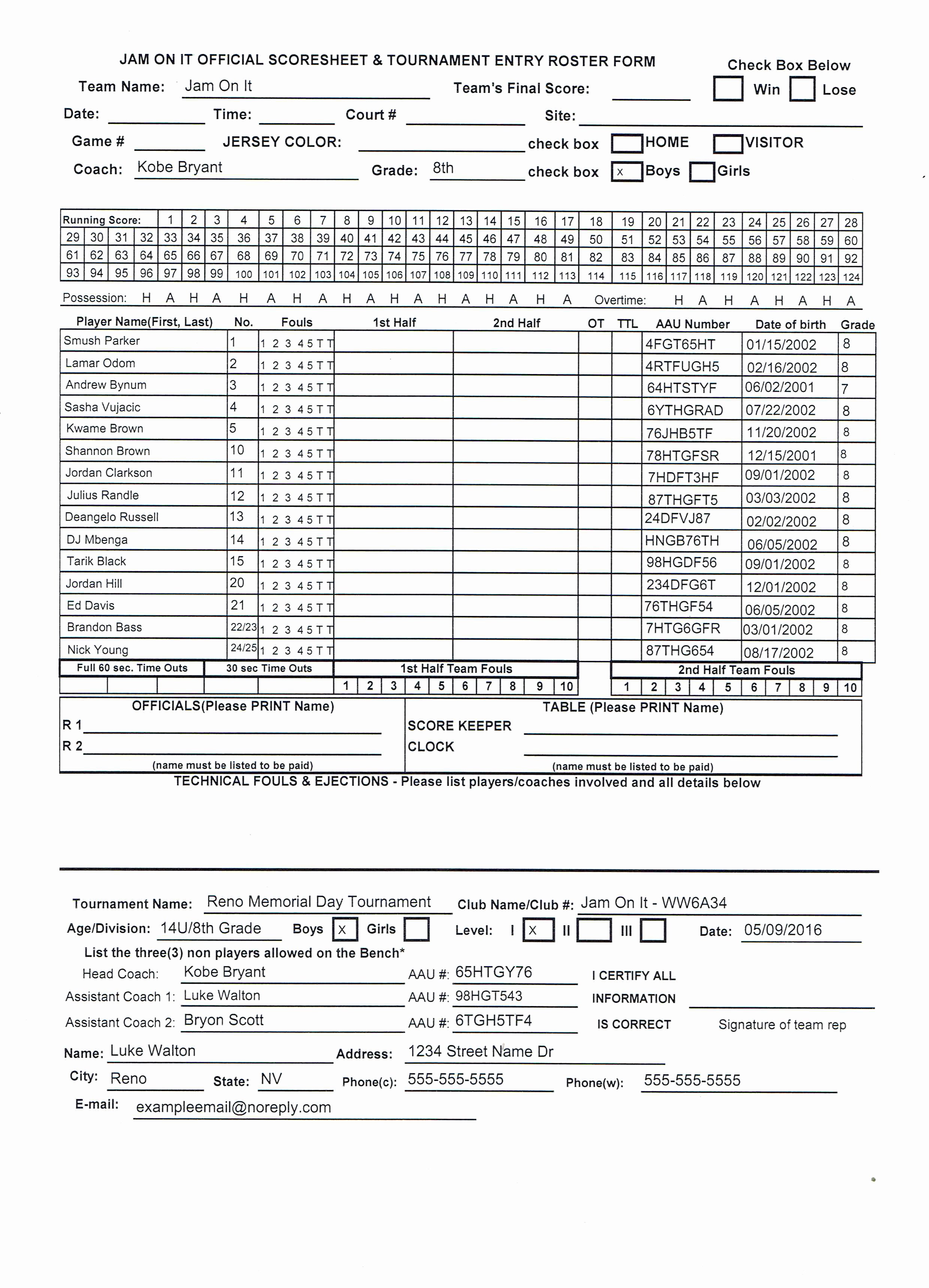 Printable Basketball Score Sheet Luxury 8 Best S Of Aau Score Sheets Printable Ficial