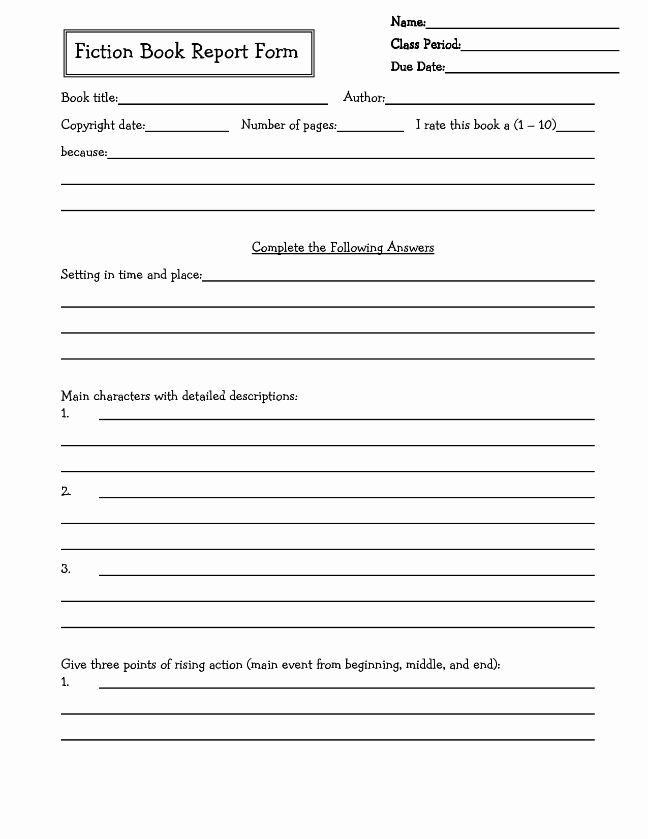 Printable Book Report forms Beautiful 19 Best Of 4th Grade Book Report Worksheets 3rd