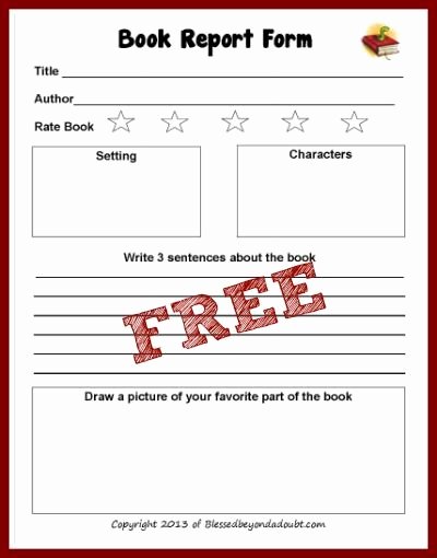 Printable Book Report forms Fresh Free Book Report form
