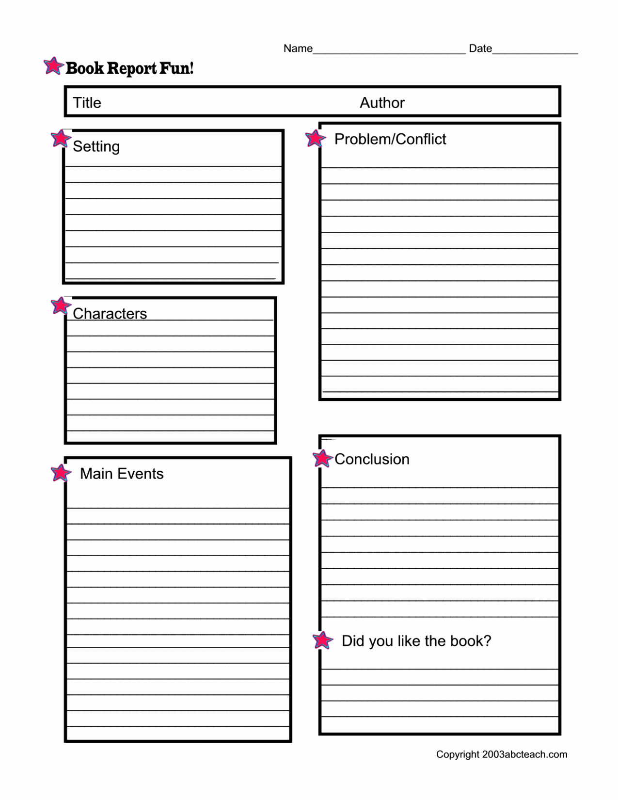 Printable Book Report forms Inspirational 16 Best Of Fun Book Report Worksheets Reading