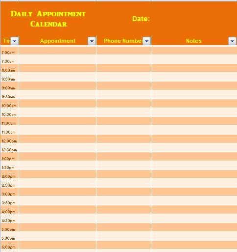 Printable Daily Appointment Calendar Elegant Daily Appointment Calendar Template