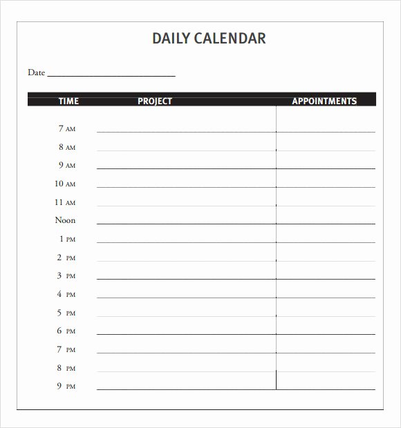Printable Daily Appointment Calendar Elegant Daily Calendar Template