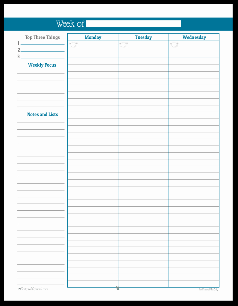Printable Daily Calendar Pages New Simple Weekly Planner Printables