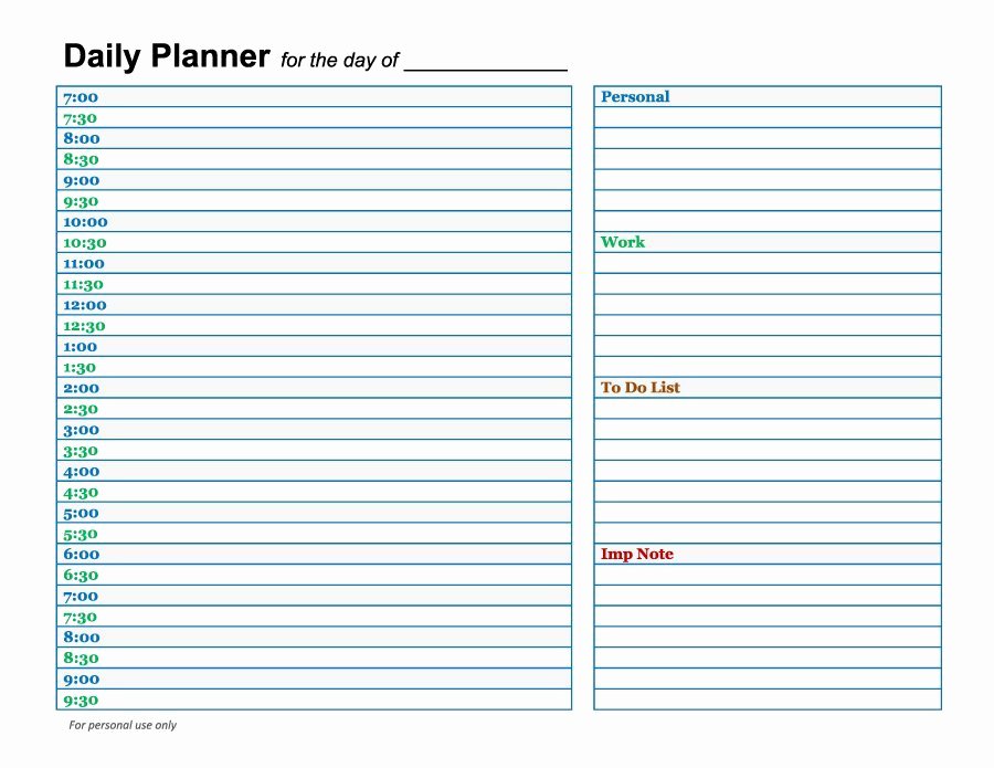 Printable Daily Calendar Template Unique 47 Printable Daily Planner Templates Free In Word Excel Pdf