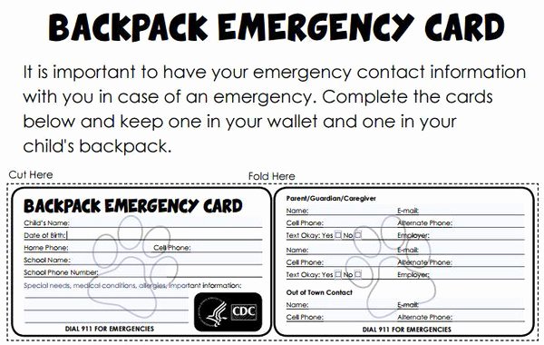 Printable Emergency Contact Card Best Of 25 Of Early Childhood Emergency Card Template