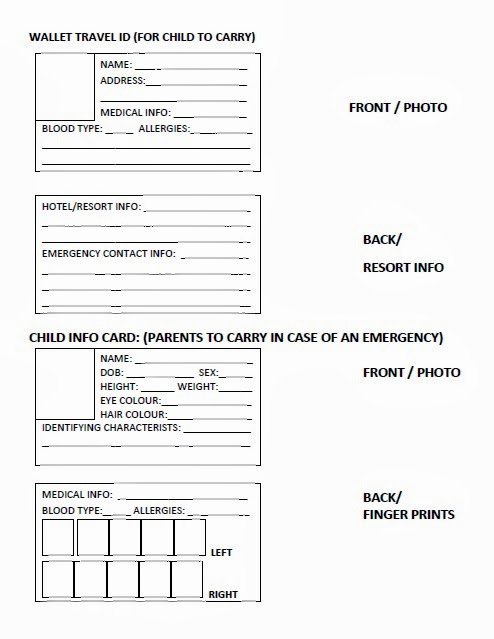 Printable Emergency Contact Card Fresh Cathy Thinking Out Loud Easy to Make Kids Id &amp;