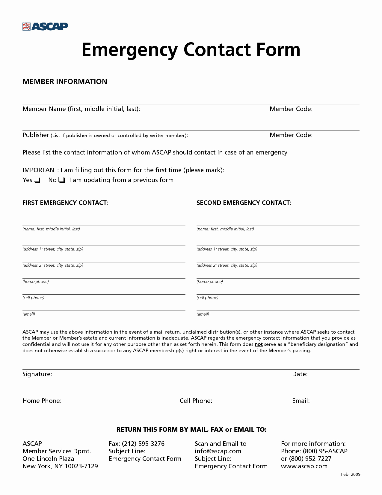 Printable Emergency Contact form Best Of Employee Emergency Contact Printable form to Pin