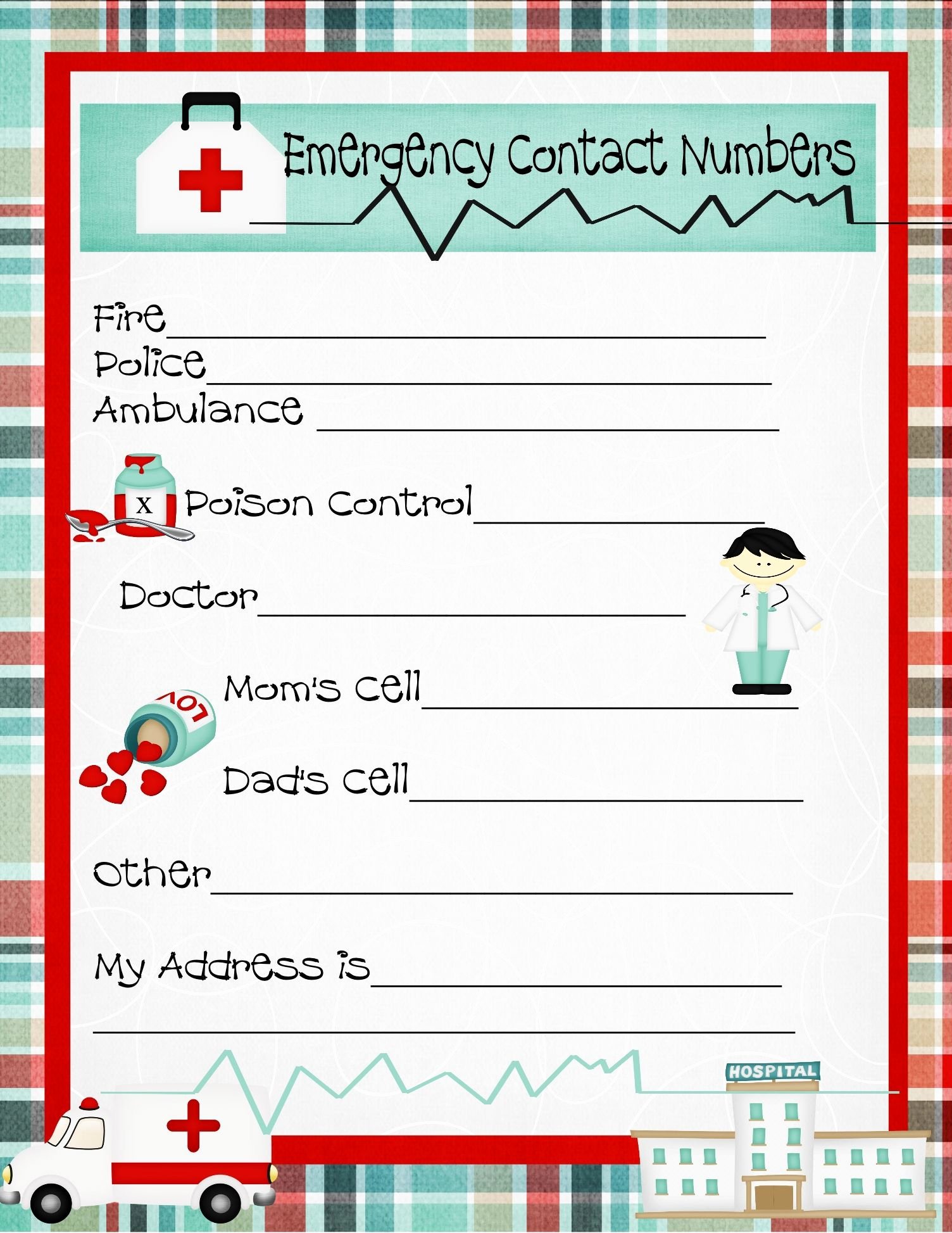 Printable Emergency Contact form New Emergency Numbers Printable