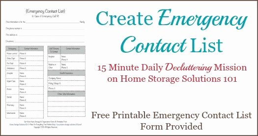 Printable Emergency Contact List Best Of Free Printable Emergency Contact List form