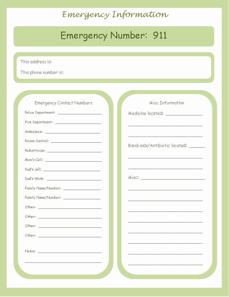 Printable Emergency Contact List Inspirational A Sprinkle Of This Weekly organizational