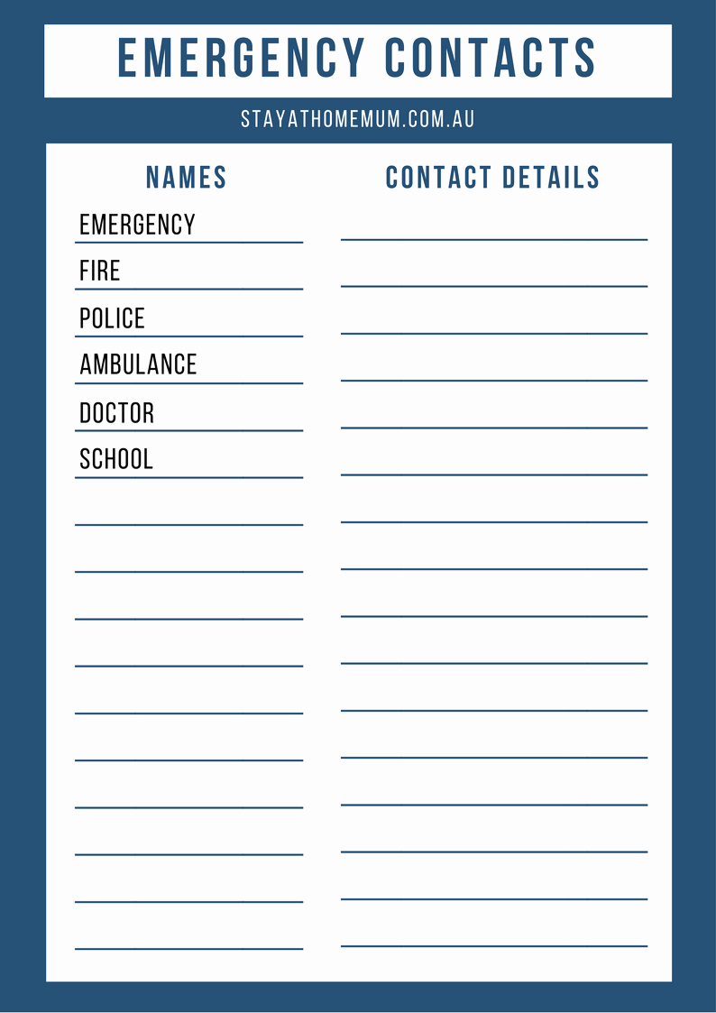 Printable Emergency Contact List Luxury Emergency Contact List