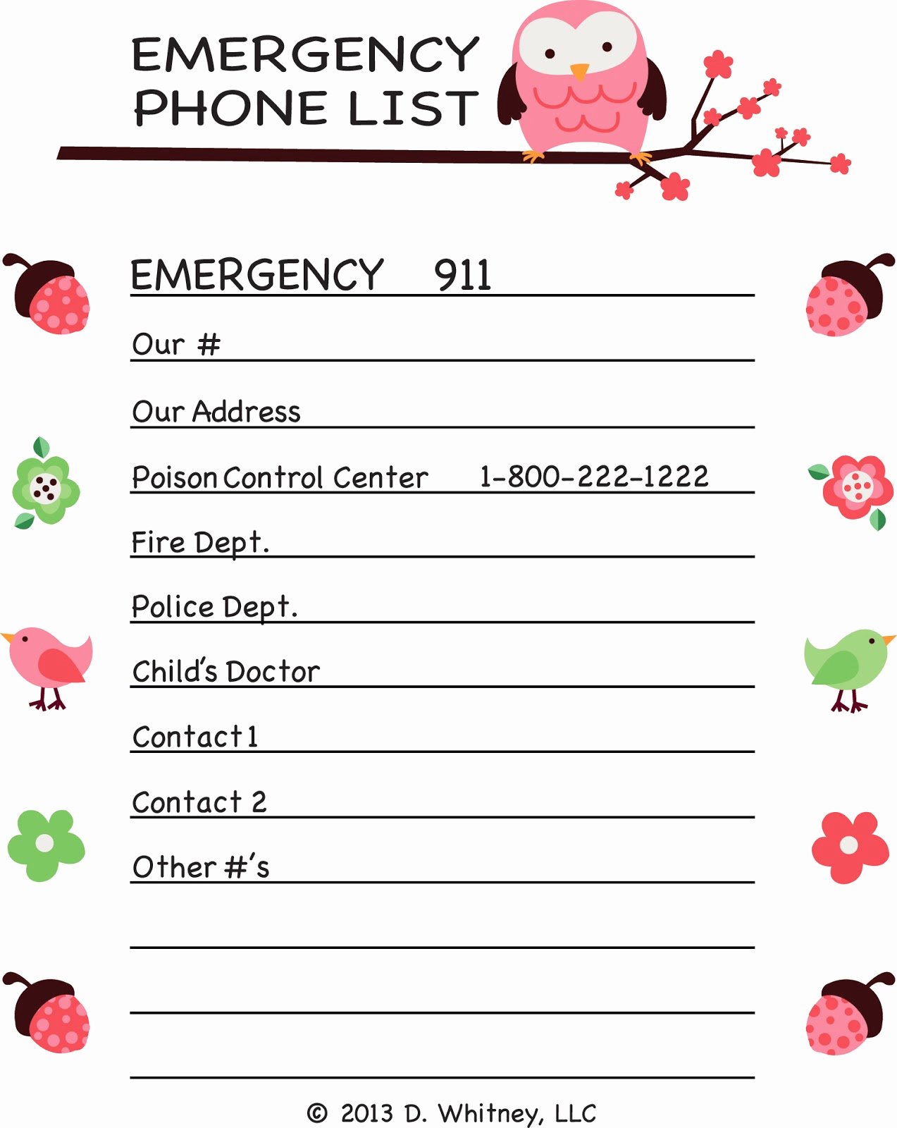 Printable Emergency Contact List New Parking Pal Emergency Phone List