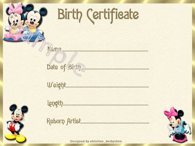 Printable Fake Birth Certificates Luxury Mickey Mouse Style Birth Certificate Certificates Reborn