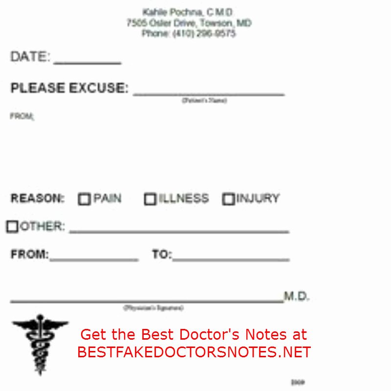 Printable Fake Doctors Notes Beautiful Fake Doctors Note for Work or School