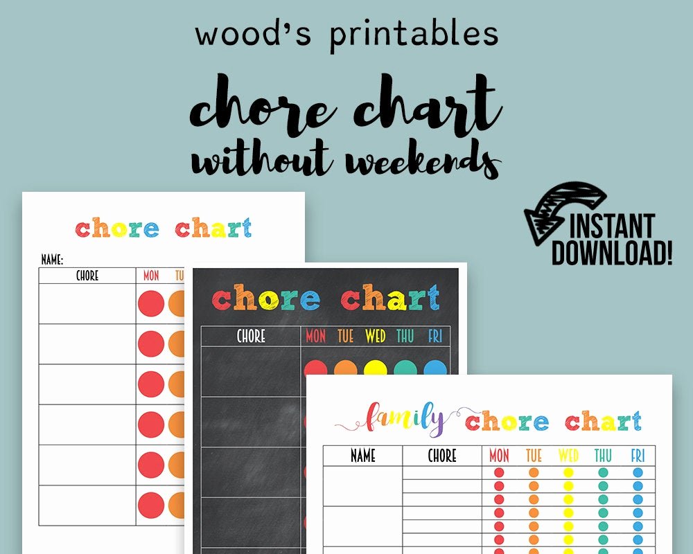 childrens chore chart pdf printable