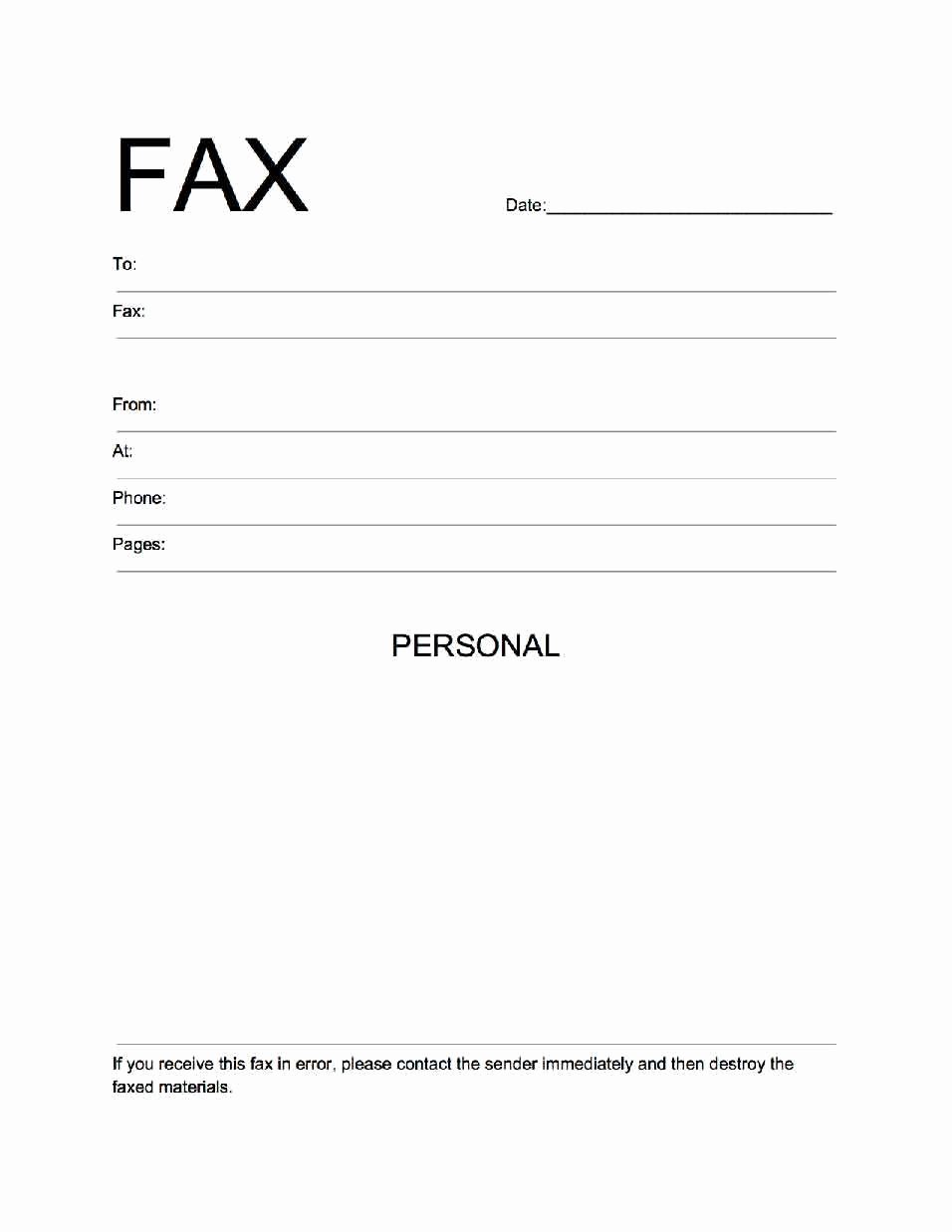 Printable Fax Cover Page Elegant Fax Cover Sheet Pdf Excel &amp; Word