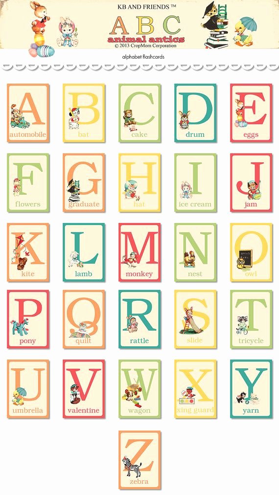Printable Flashcards for Babies Inspirational Digital Animal Alphabet Abc Flashcards Printable Nursery