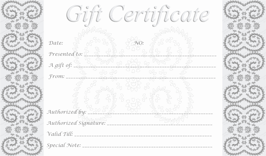 Printable Gift Certificates Templates Free Fresh Editable and Printable Silver Swirls Gift Certificate Template