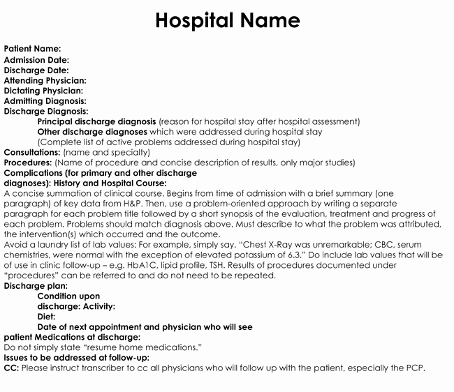 Printable Hospital Discharge Papers Awesome Discharge Summary Templates 4 Samples to Create