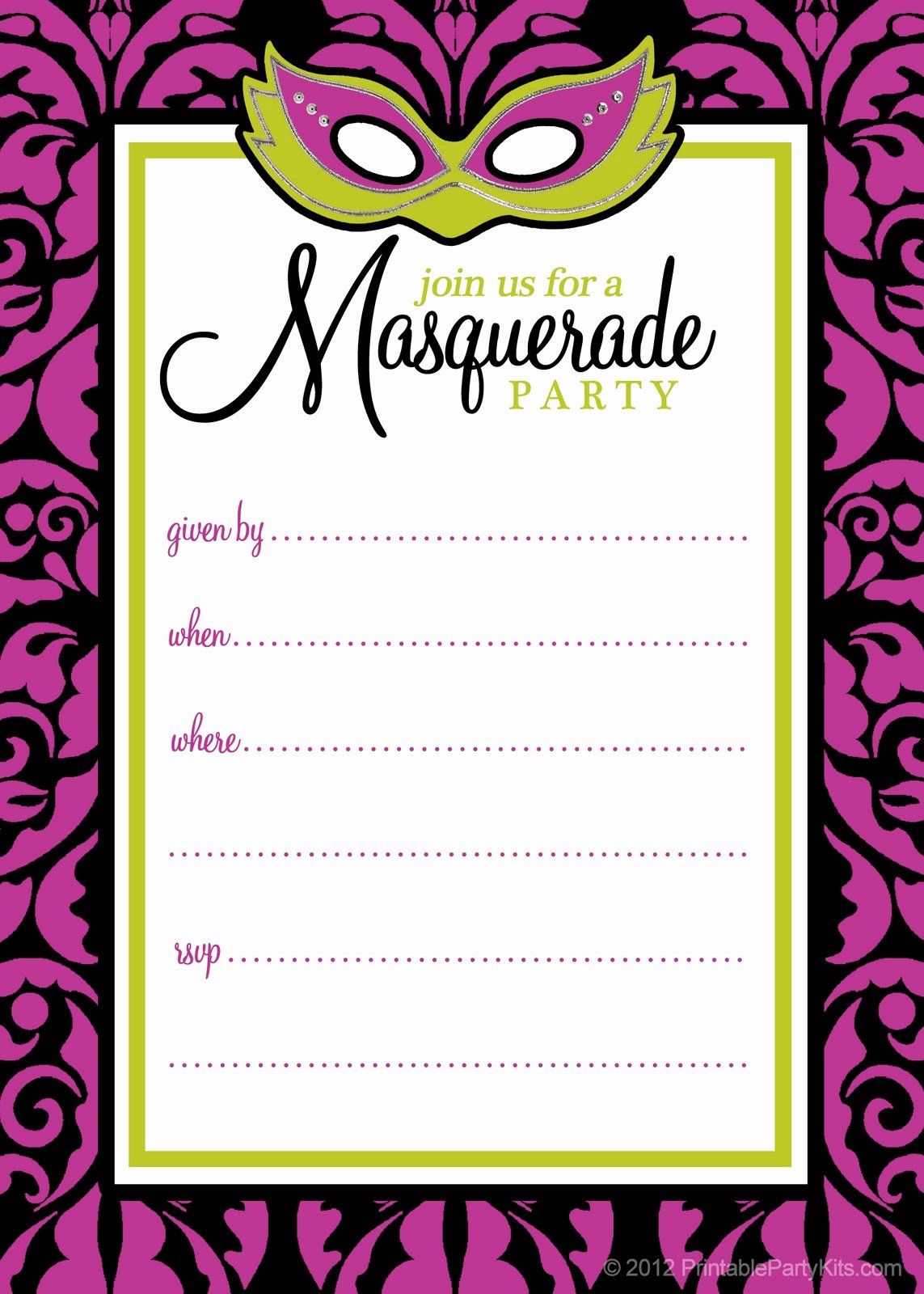 Printable Invitations for Free Lovely Free Masquerade Ball Invitation Templates