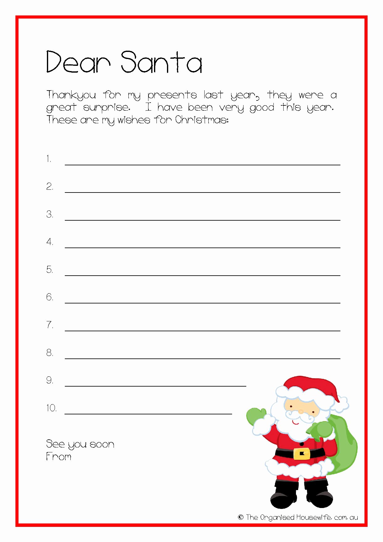Printable Letter Writing Template Beautiful Christmas Planning Printable Kids Letter to Santa the