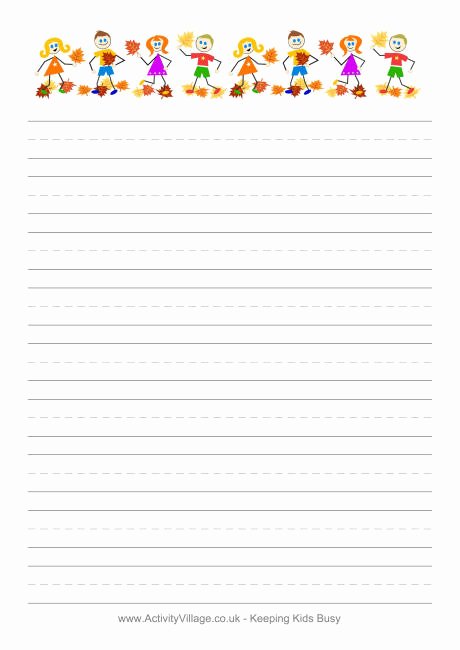 Printable Lined Paper for Kids Fresh Autumn Kids Writing Paper