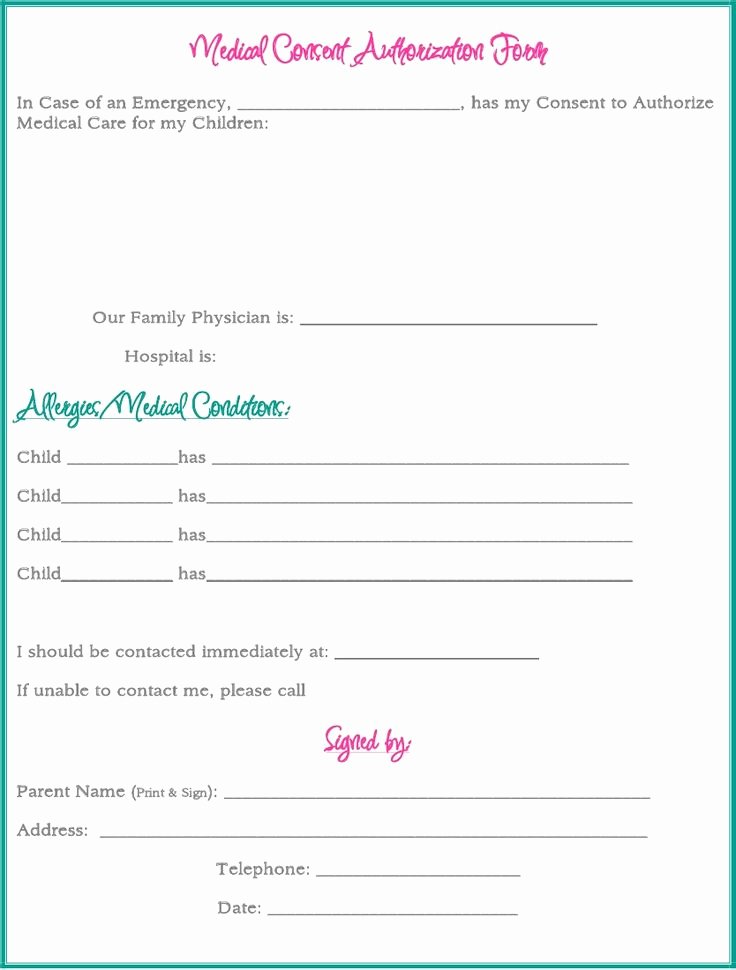 Printable Medical Consent forms Elegant 35 Best Images About Important Printables On Pinterest