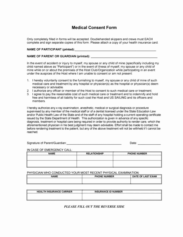 Printable Medical Consent forms Elegant 45 Medical Consent forms Free Printable Templates