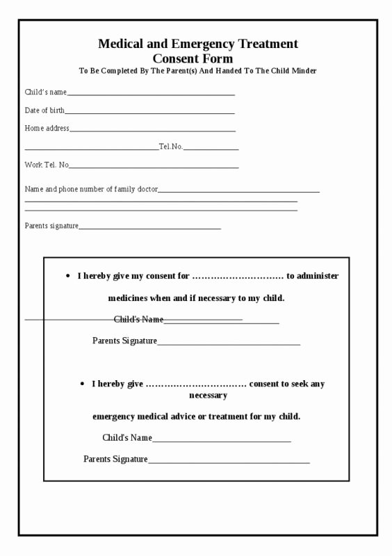 Printable Medical Consent forms Inspirational Free Printable Child Medical Consent form