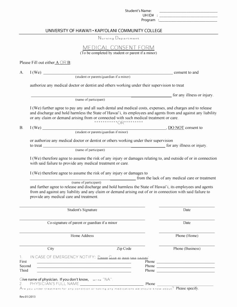 Printable Medical Consent forms Luxury 45 Medical Consent forms Free Printable Templates