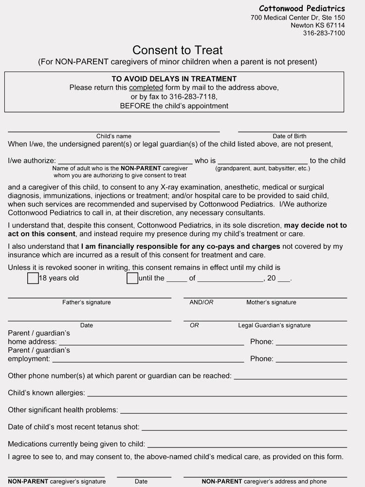 Printable Medical Consent forms New Free Medical Consent forms for Minor Child – Word