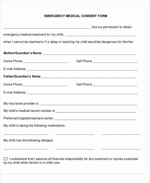Printable Medical Consent forms New Printable Medical forms