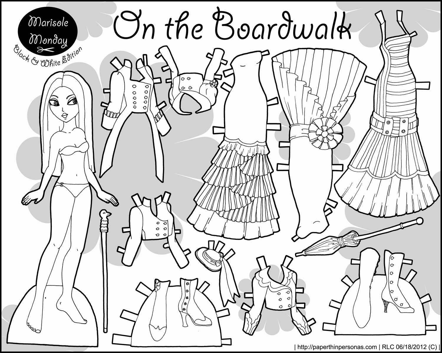 Printable Paper Dolls Templates Beautiful Marisole Monday the Boardwalk In Black and White