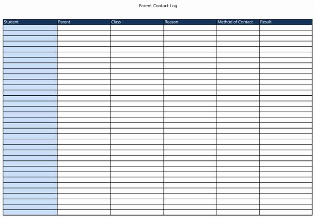 Printable Parent Contact Log Awesome Parent Contact Log Templates for School and Colleges