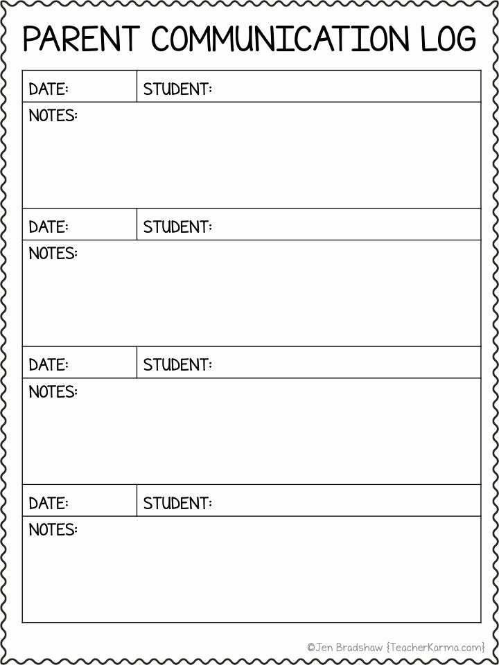 Printable Parent Contact Log Elegant Parent Munication Logs Free Classroom Management forms