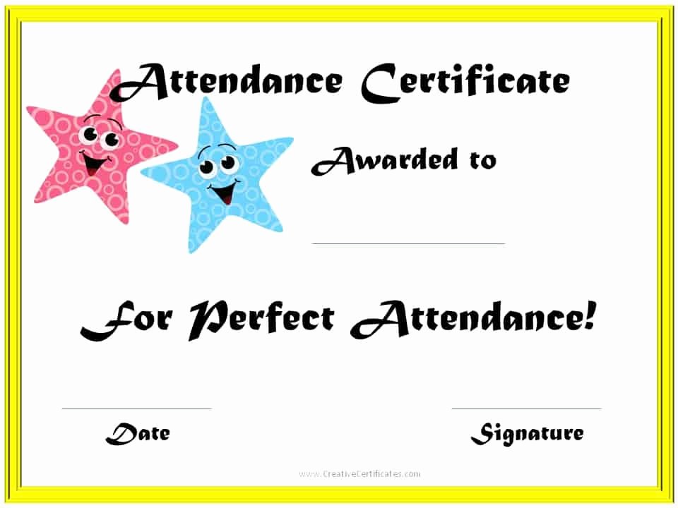 Printable Perfect attendance Award Unique Perfect attendance Award Certificates